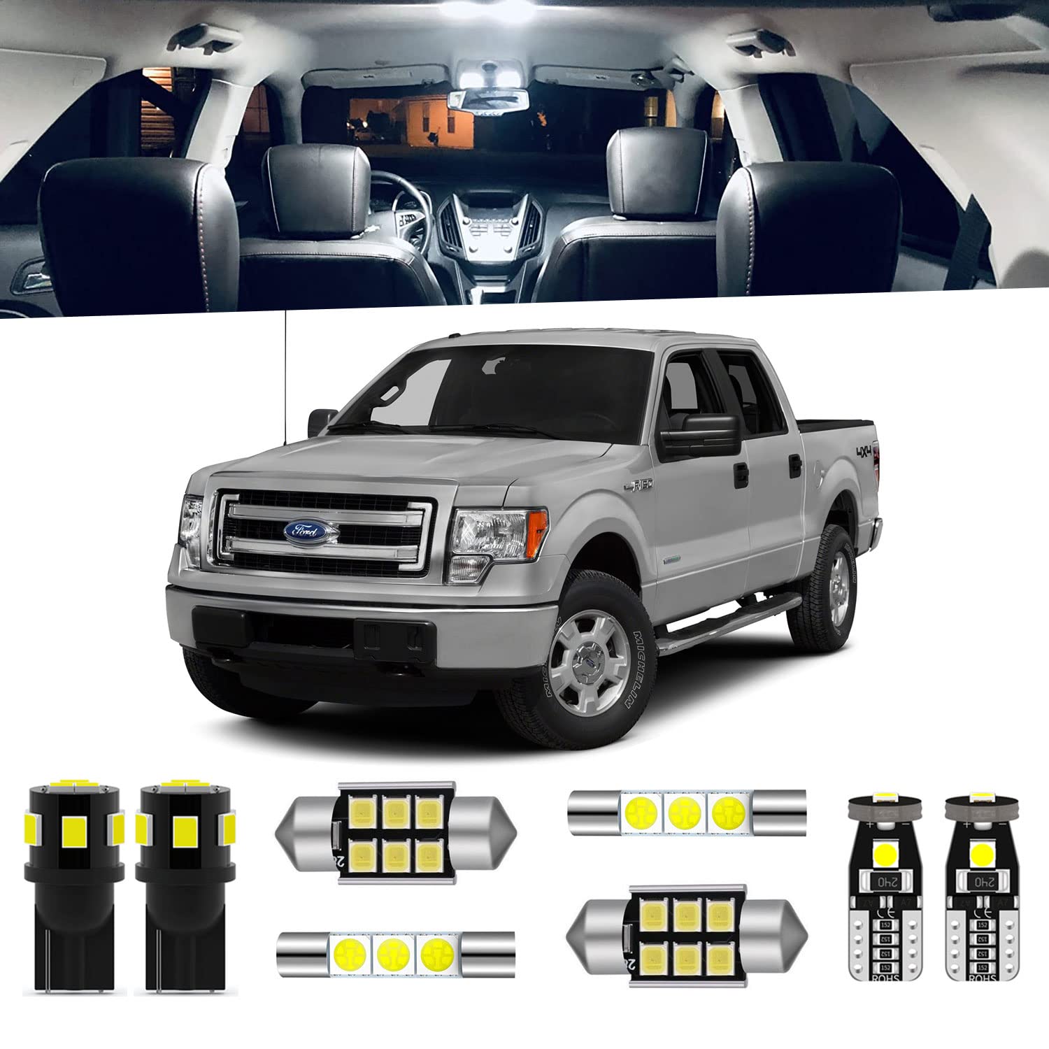 ENDPAGE F150 front map light with bright 6000K illumination for night driving