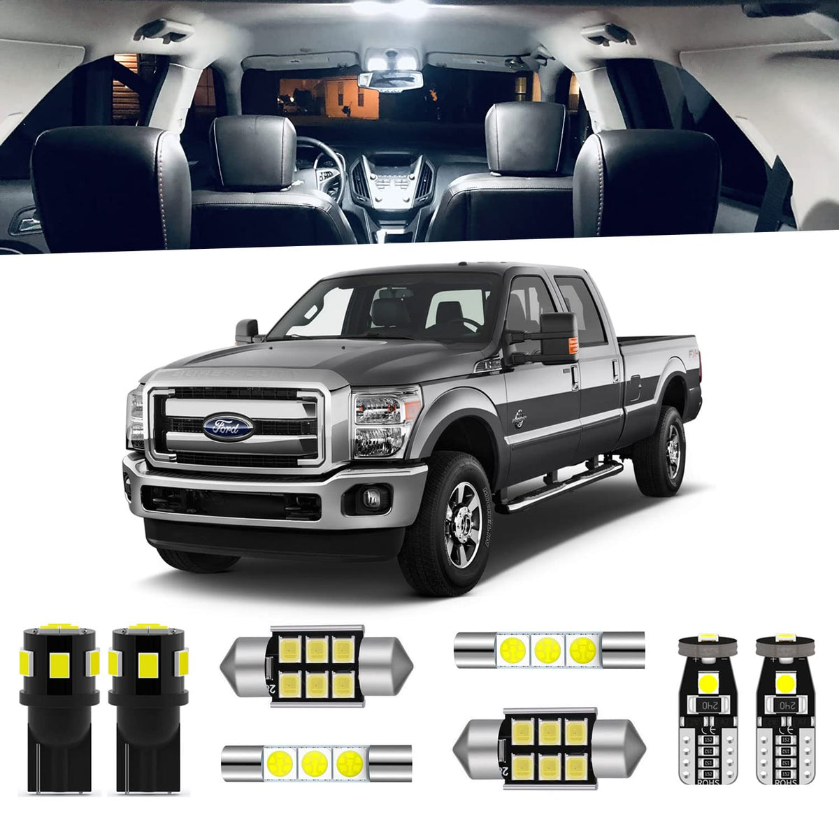 ENDPAGE F250/F350 interior dome light for brighter cabin illumination.