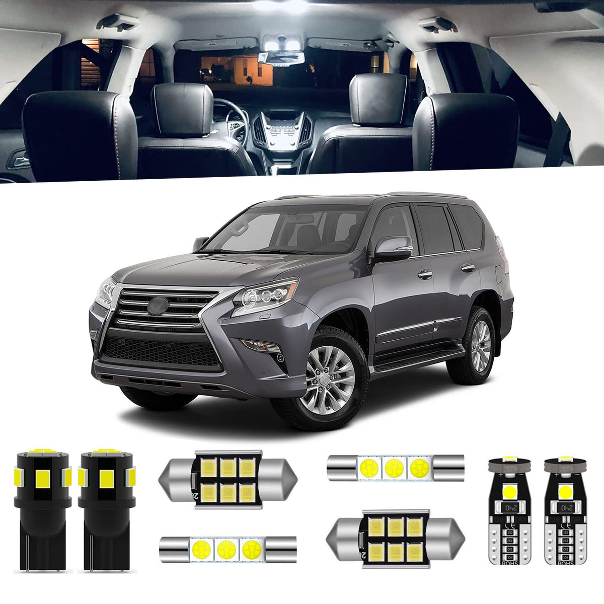 ENDPAGE GX460 interior map lights brighten the cabin with xenon white illumination.
