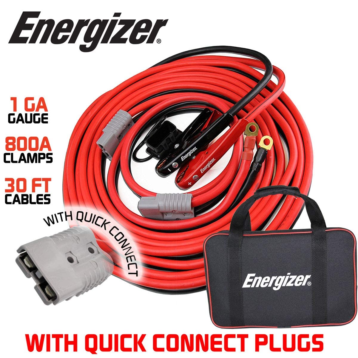 Energizer jumper cables permanent install kit close-up showing secure mounting
