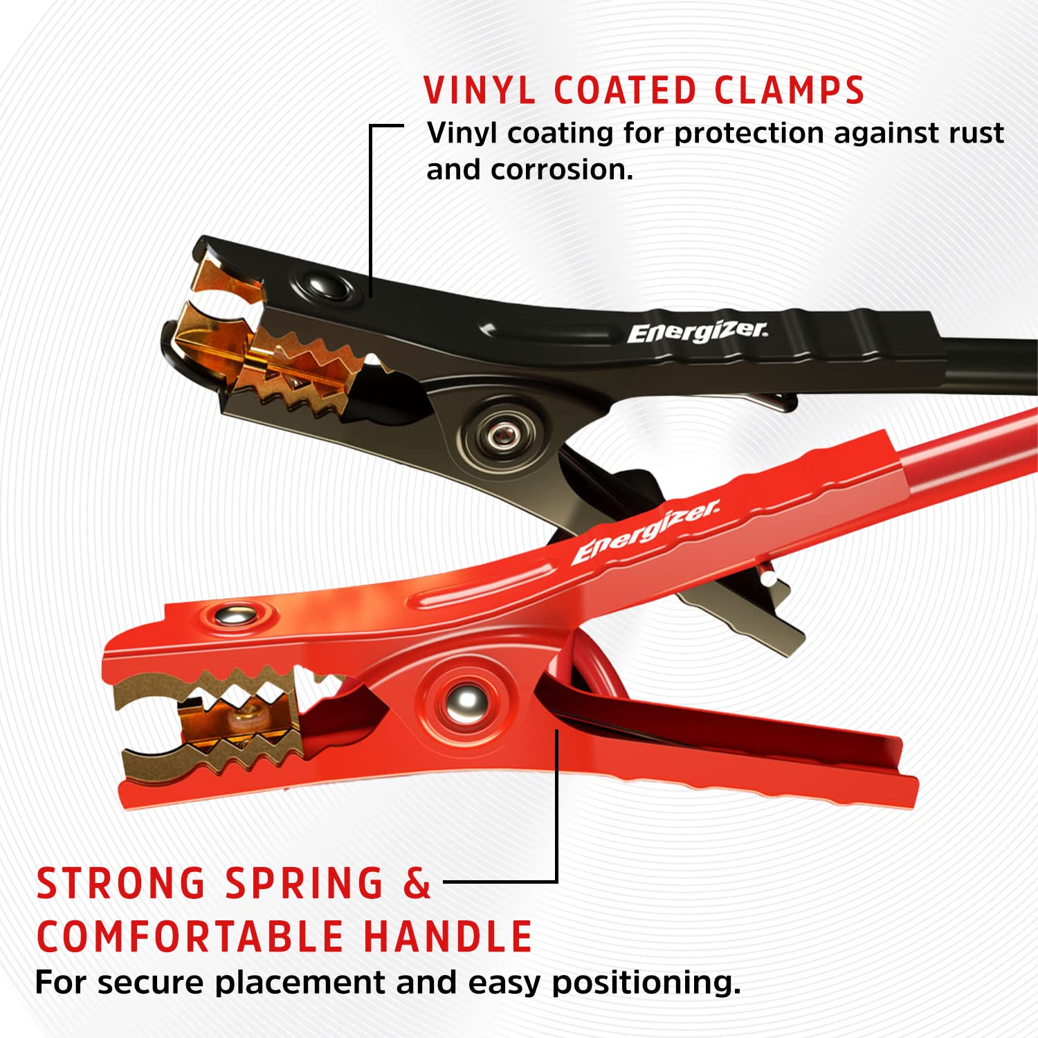 Energizer cables with thick vinyl coating protecting against rust and corrosion
