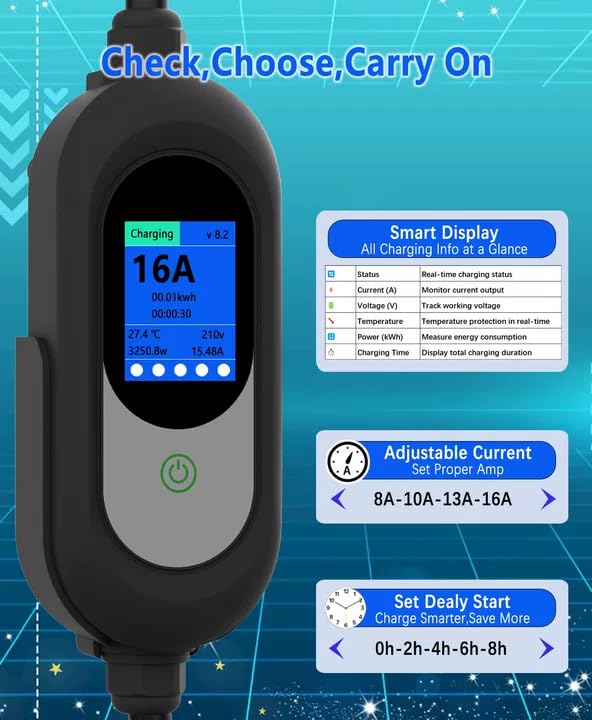 EnergyGenie EV charger 17ft cable provides flexible reach