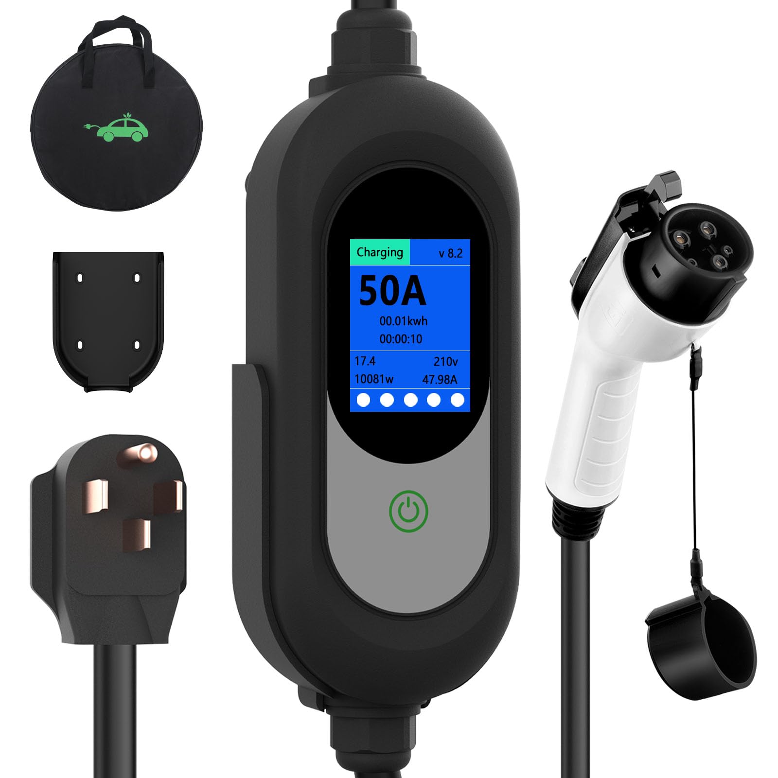 EnergyGenie Level 2 charger front view for fast, convenient home charging.