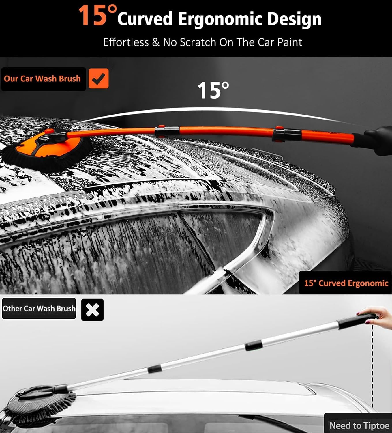 NEZENO 43-inch telescopic handle extended for high-area cleaning