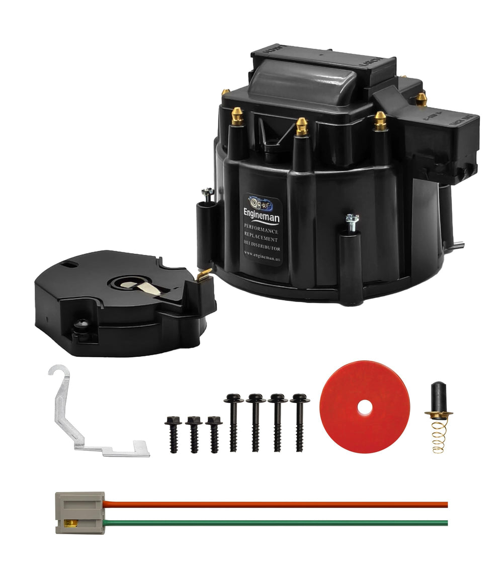 ENGINEMAN HEI cap assembly with brass terminals for reliable high-voltage ignition.