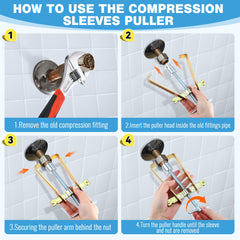 Enhon adjustable handle sleeve puller used in tight plumbing spaces