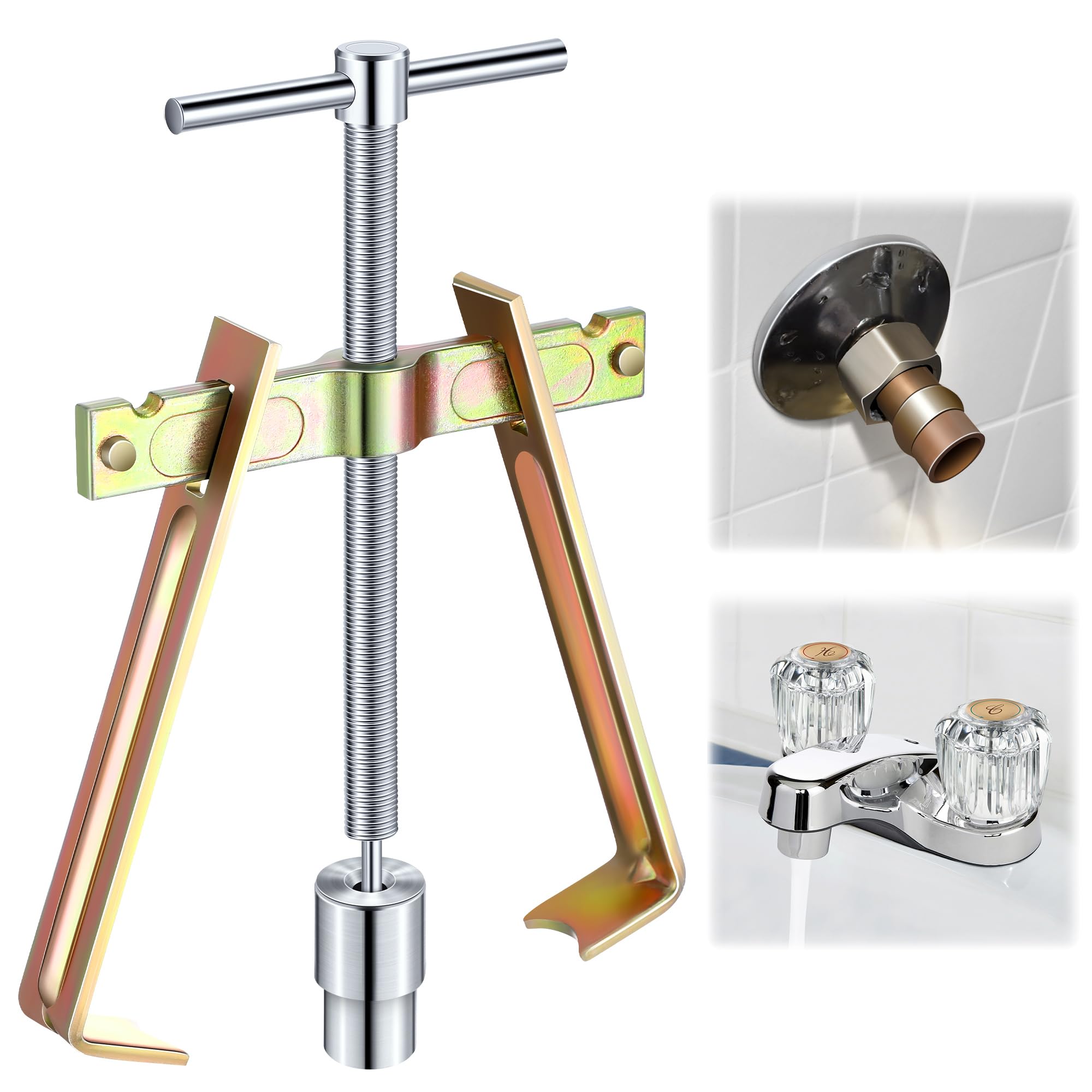 Enhon faucet handle puller shows 2-in-1 design easing stubborn handle removal