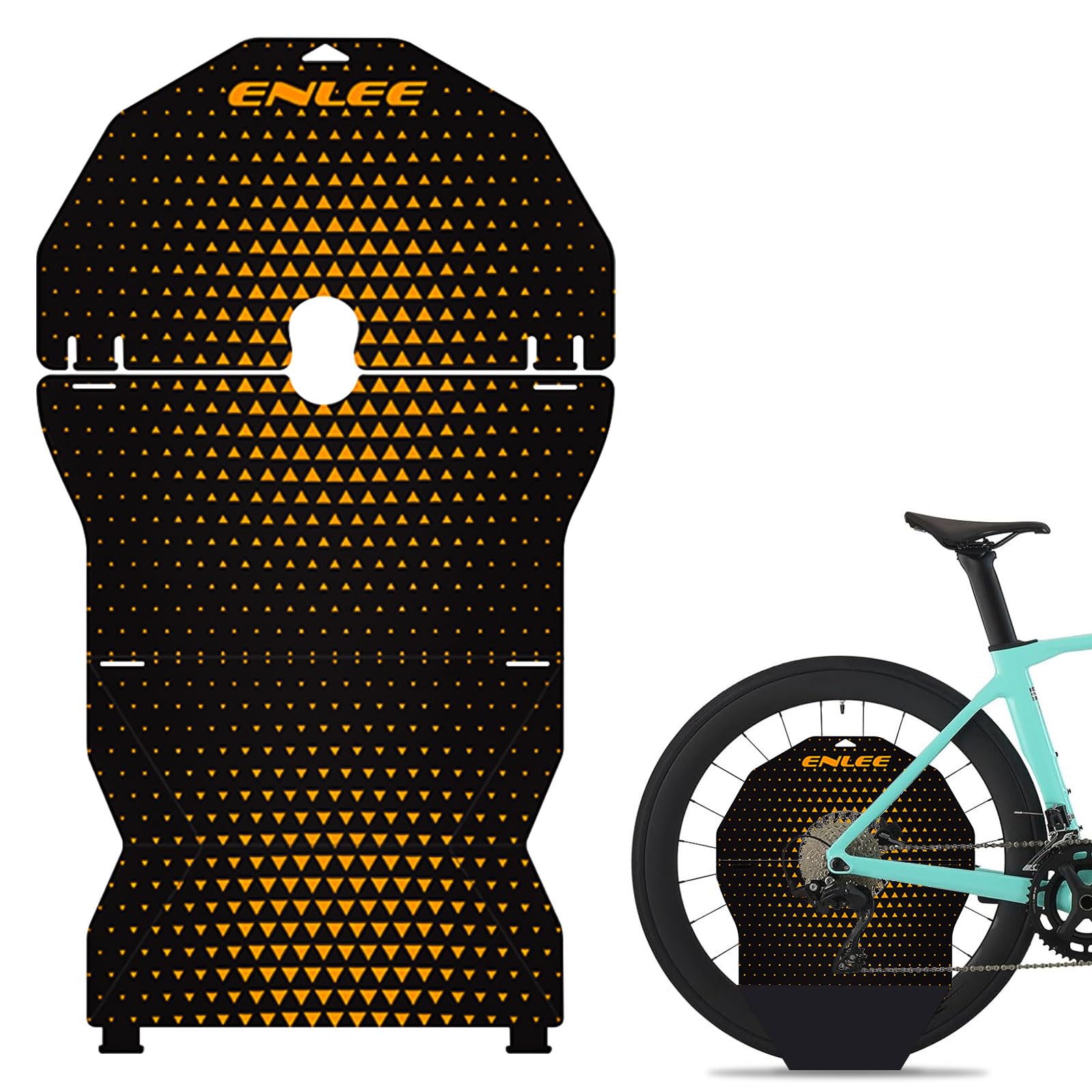 ENLEE bike disc brake cover, front view, shields against oil splashes during cleaning.