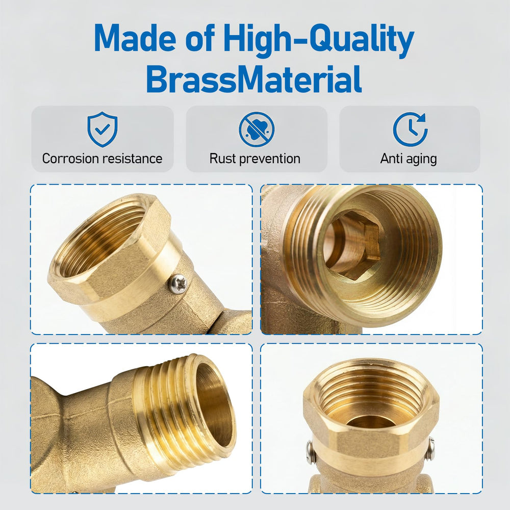 EnYatan brass garden hose elbow connector durable for RV and yard irrigation.