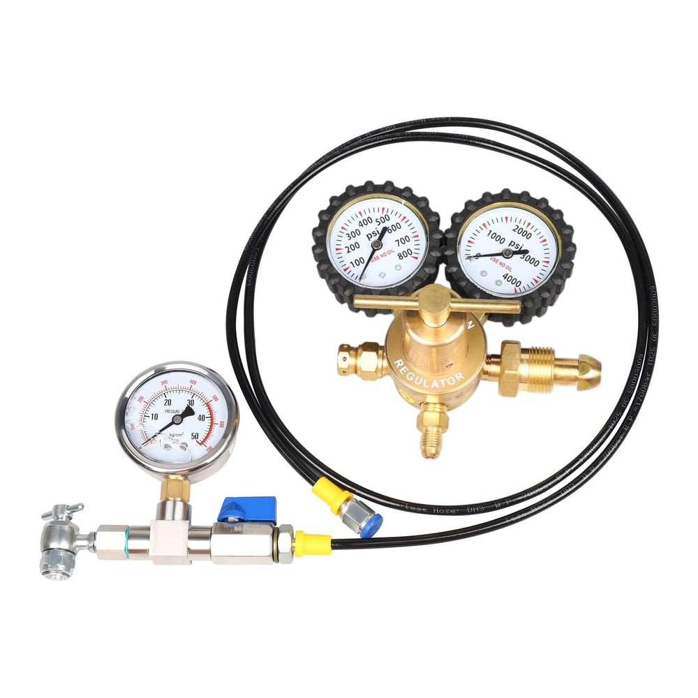 ENYSAON nitrogen shock-fill kit gauge at shock for precise tuning