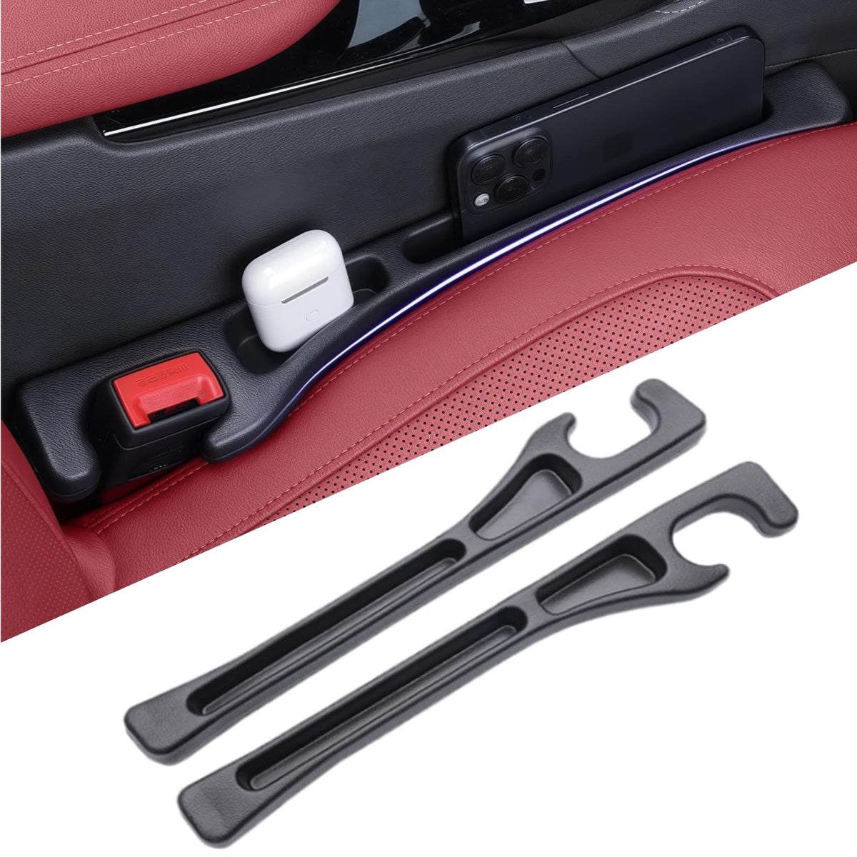 EnzeroTools front view of two gap fillers shows compact organizer and tidy interior benefit