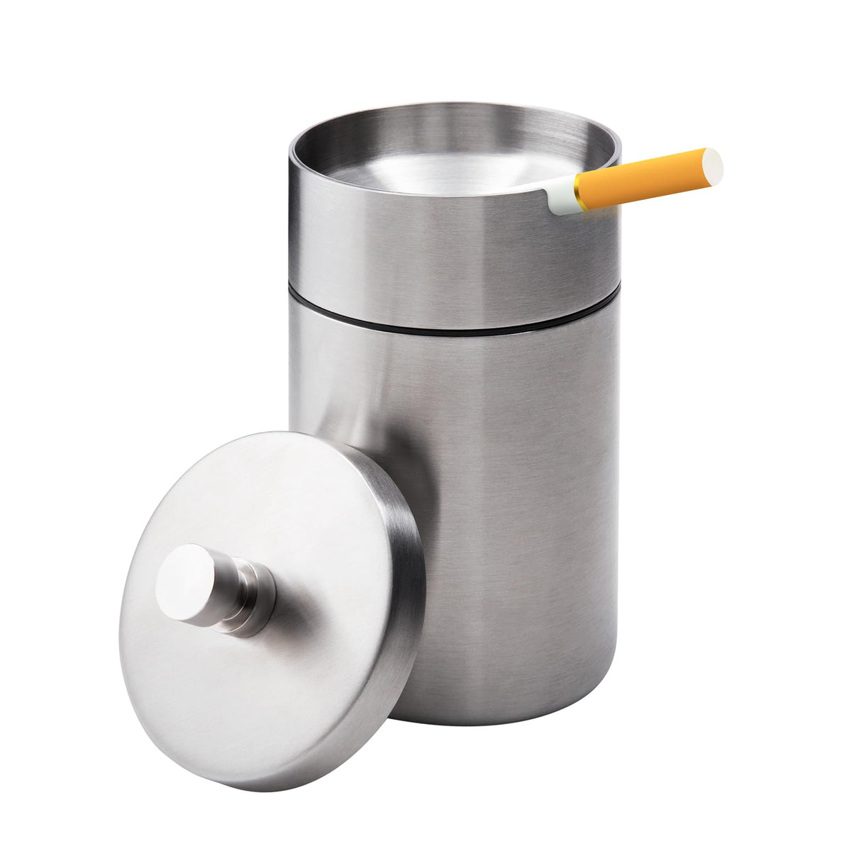 EOCICI stainless-steel auto ashtray with lid for a cleaner car interior.