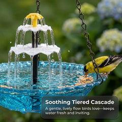 EOHMAK Cascading water design blue adds ambience and movement for outdoor spaces.