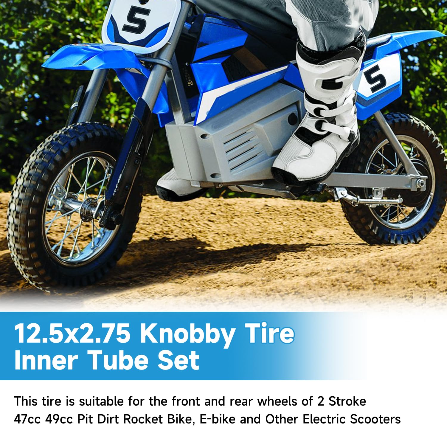 EOPOAYI knobby tread provides grip on dirt trails.