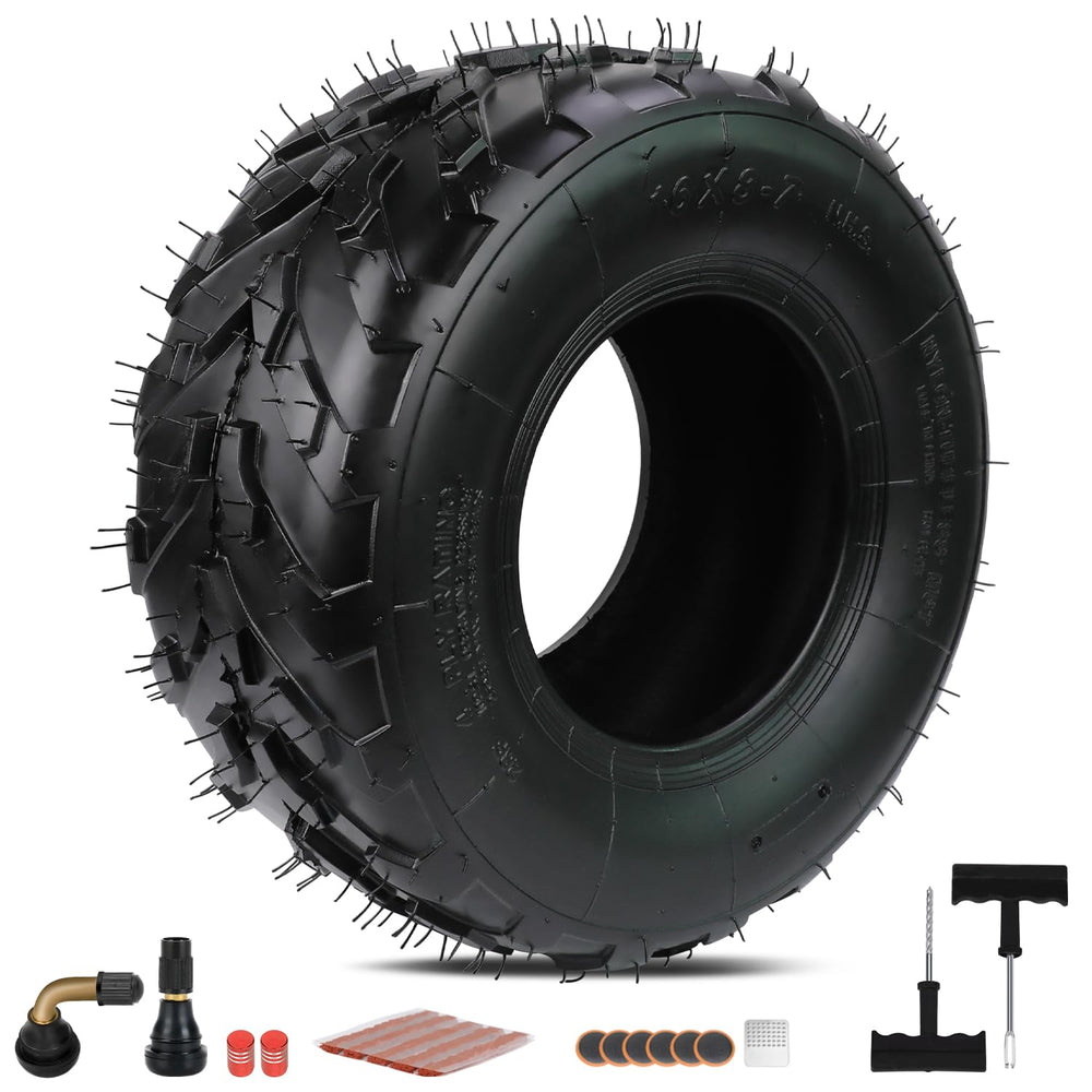 EOPOAYI 16x8-7 ATV tire sideview showing rugged all-terrain capability for varied trails