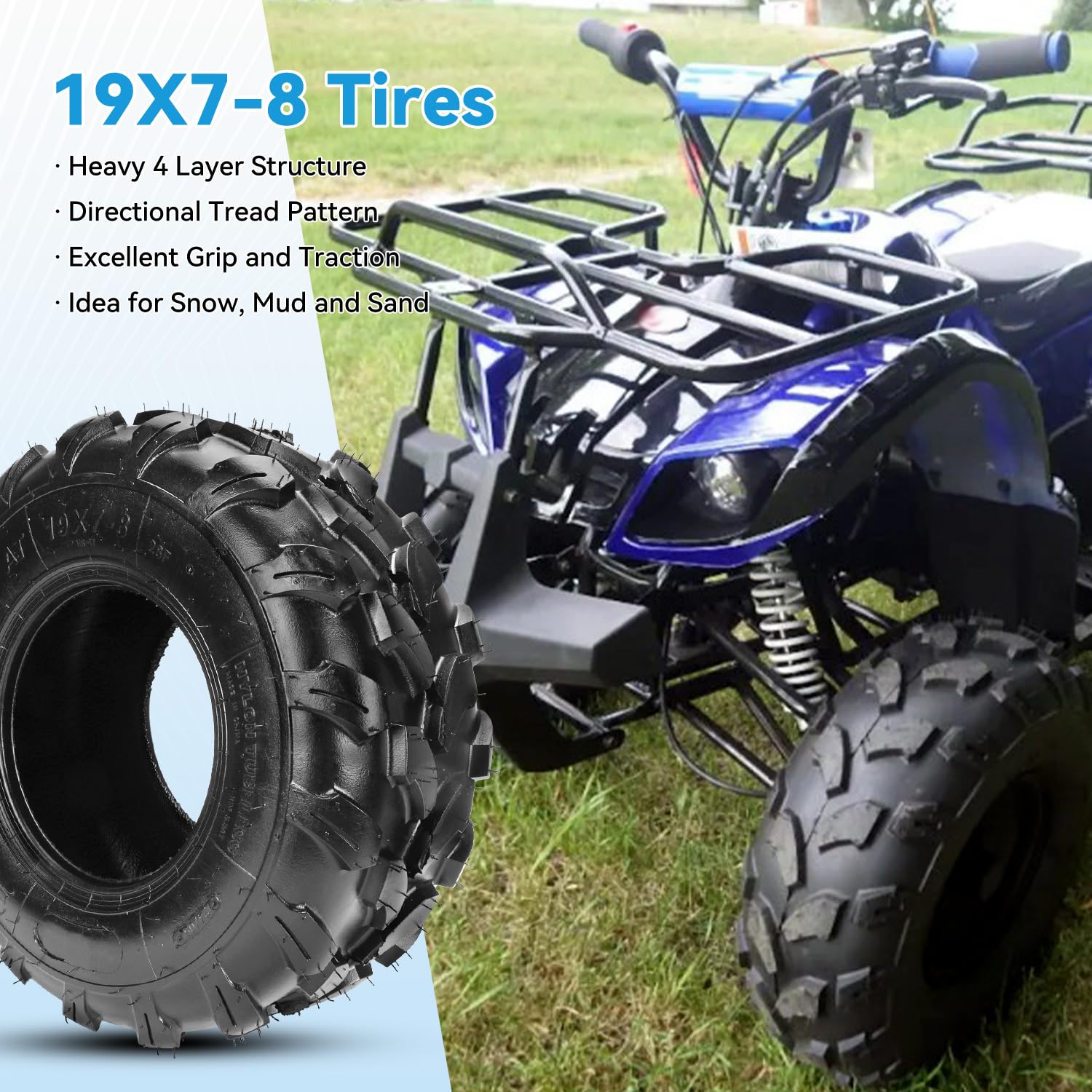 EOPOAYI 19x7-8 ATV tire rear tubeless on rough terrain