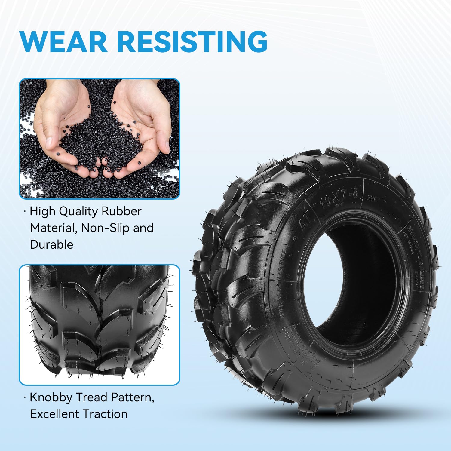EOPOAYI 19x7-8 V-pattern tread close-up for strong traction
