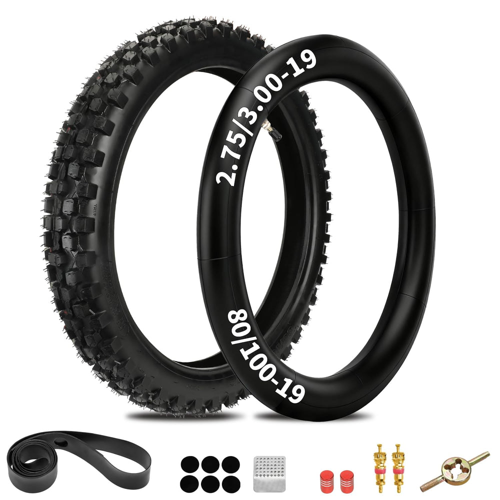 EOPOAYI 8010019 dirt bike tire tread close-up shows rugged grip for muddy trails