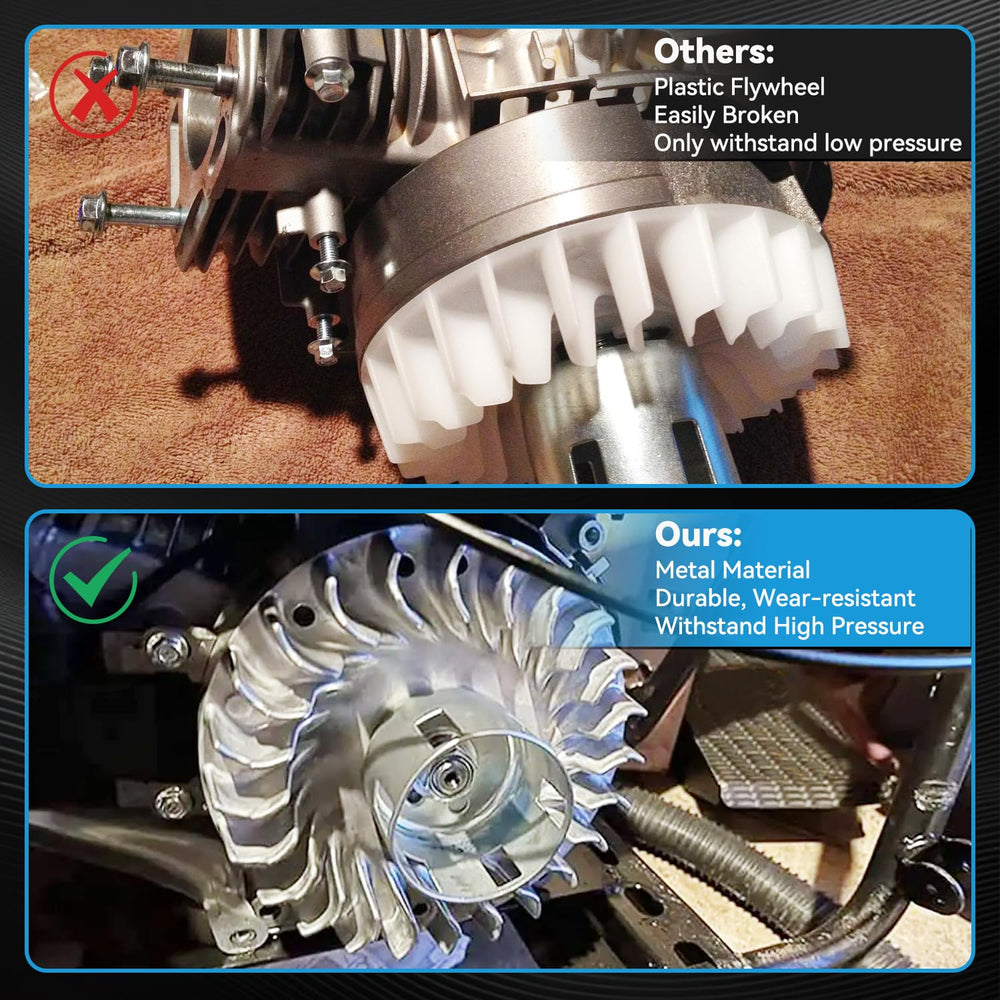 EOPOAYI flywheel top view with balanced design for reduced vibration.