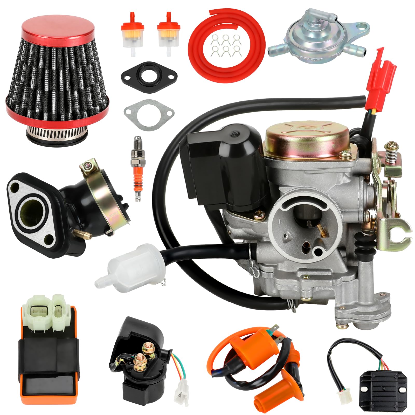 EOPOAYI GY6 50cc carburetor kit for precise fuel-air mix and smoother idle.