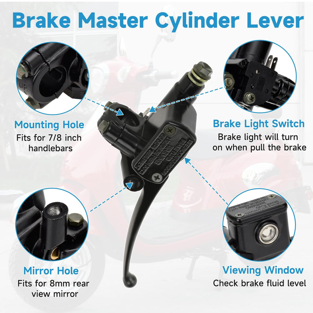 EOPOAYI GY6 front brake master cylinder lever close-up view
