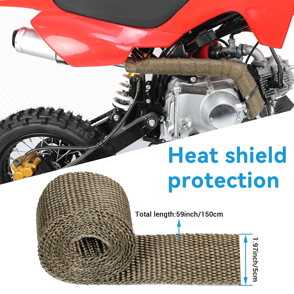 EOPOAYI heat shield wrap installed around exhaust pipe for protection.