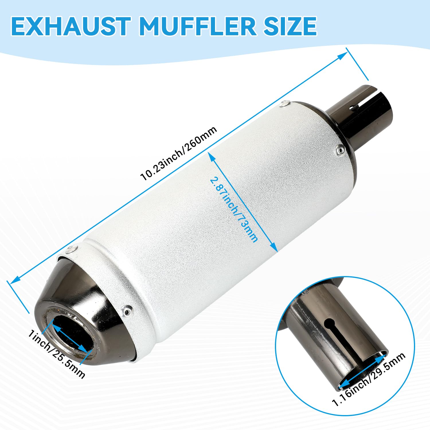EOPOAYI muffler studio shot showcases compact slip-on design.