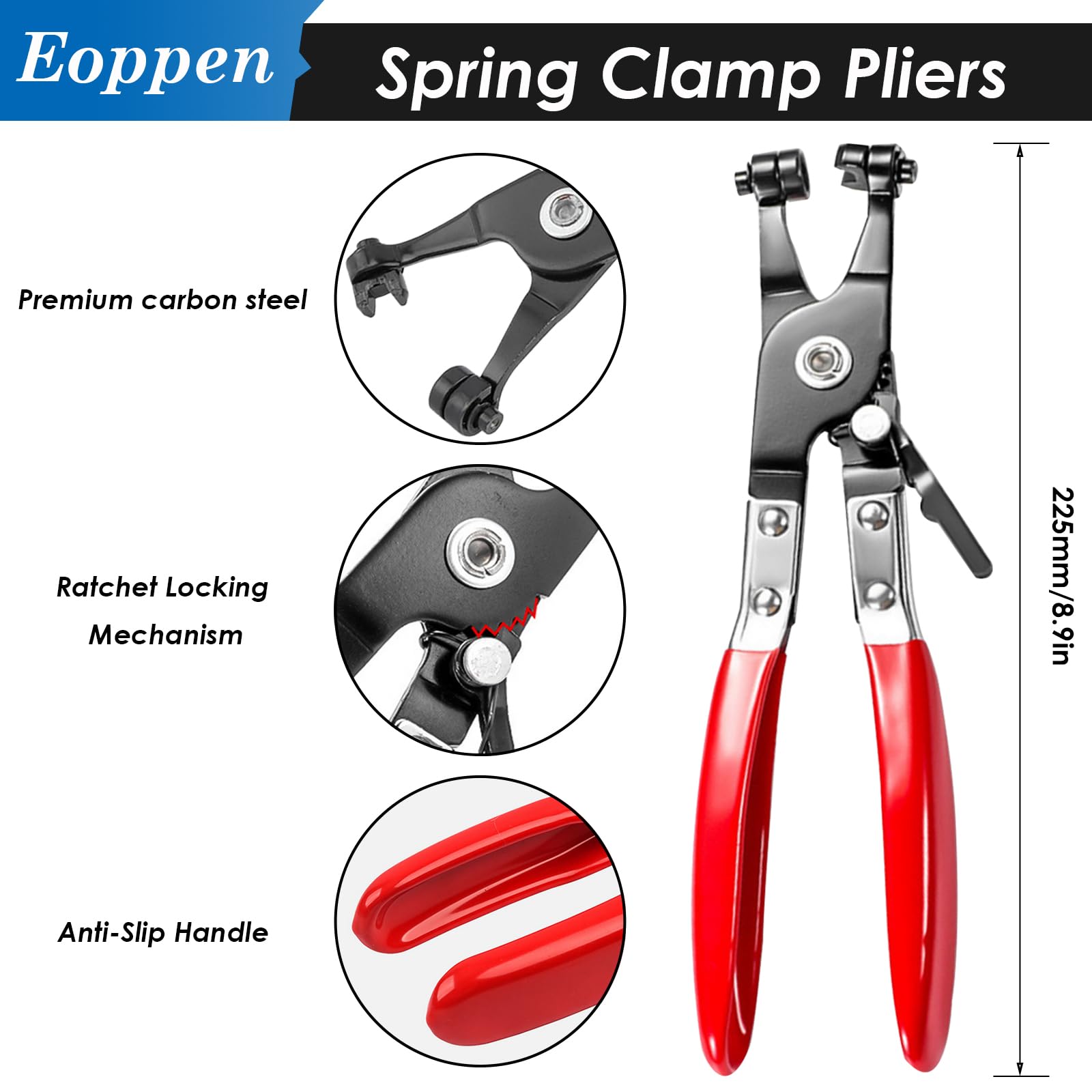 Eoppen 16 sizes 6-25mm clamps ensure a precise fit across hoses and clamps.