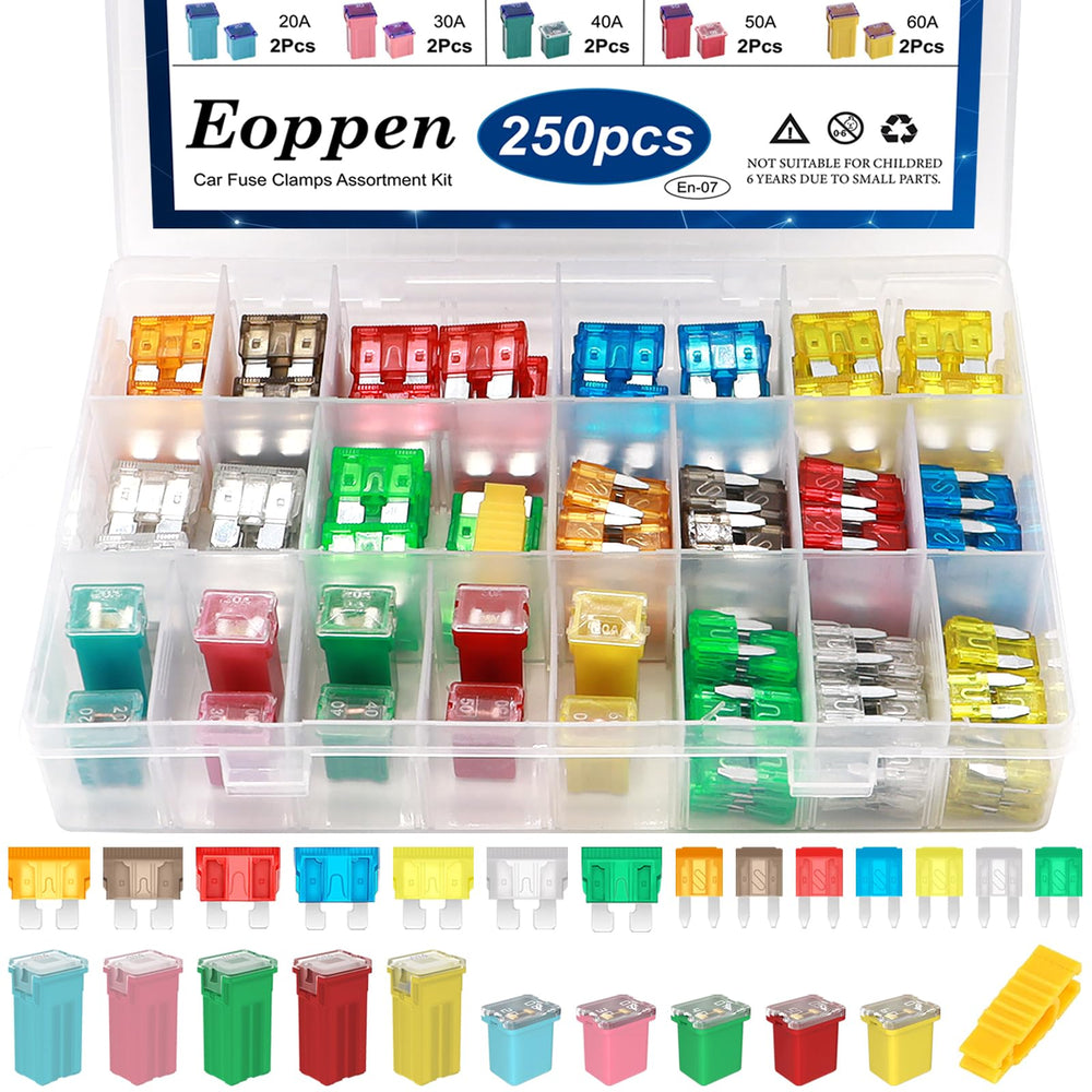 Eoppen 250Pcs car fuse assortment box for quick repairs