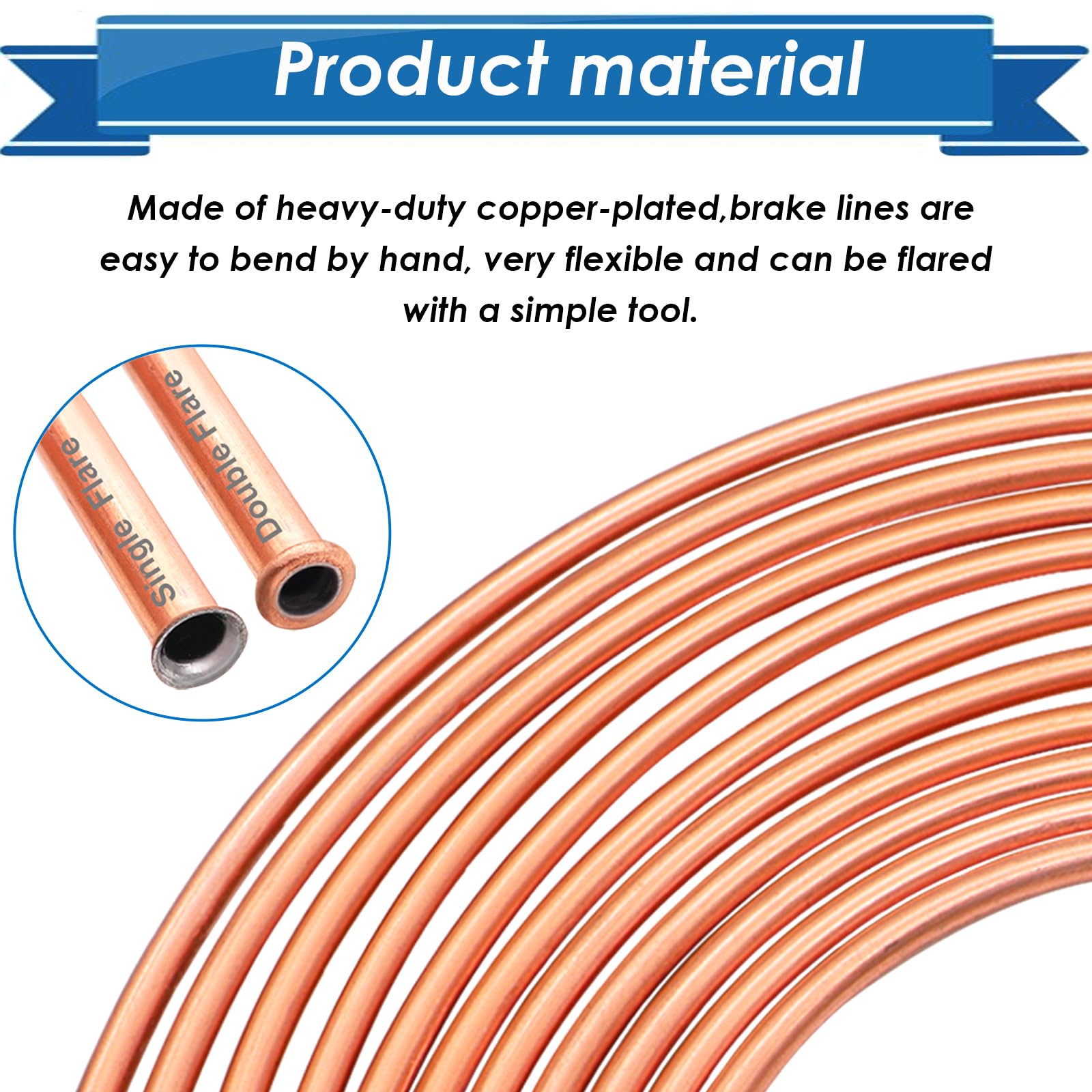 Eoppen brake line assembly shows 25 ft length and slim 0.028 inch wall.