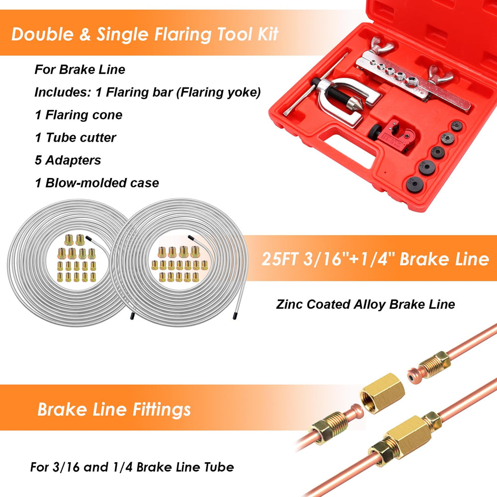 Eoppen brake line fittings array highlighting 48 steel connectors for secure flares.