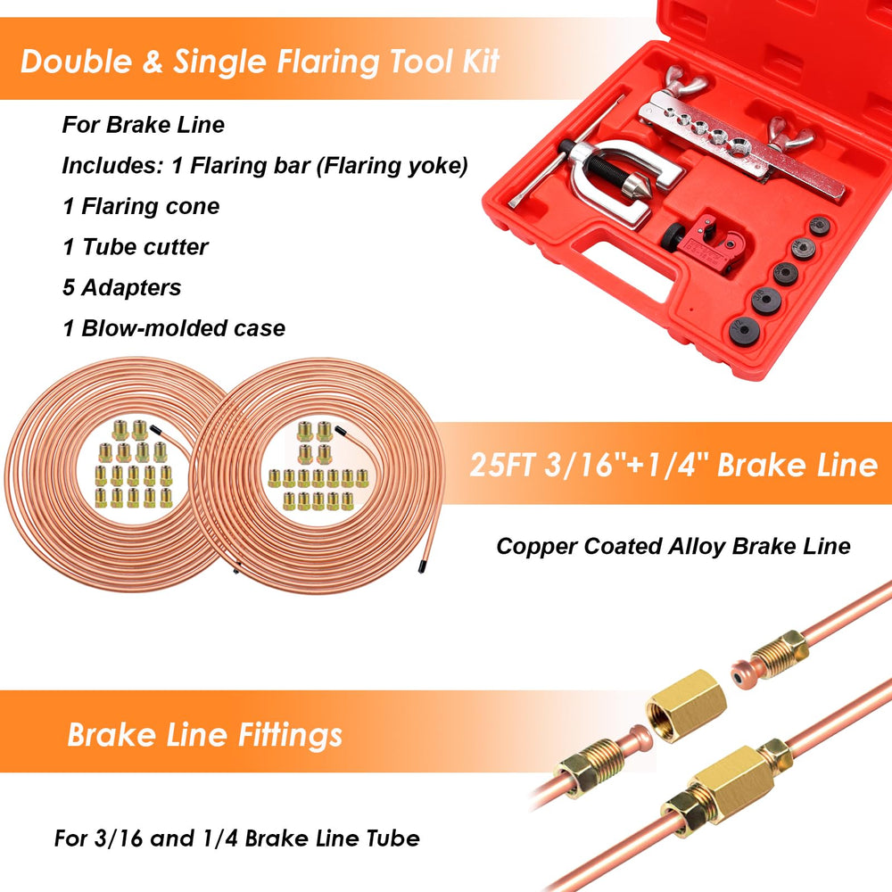 Eoppen brake line kit with 25 ft 1/4 inch tube for versatile installations.