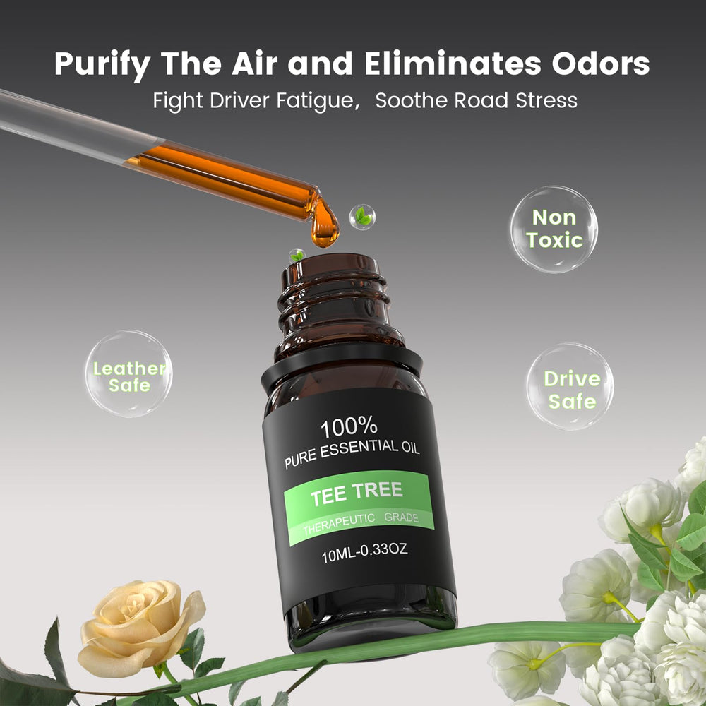 EORRZZY essential oils collection with lemon, orange, peppermint, lavender and tea tree