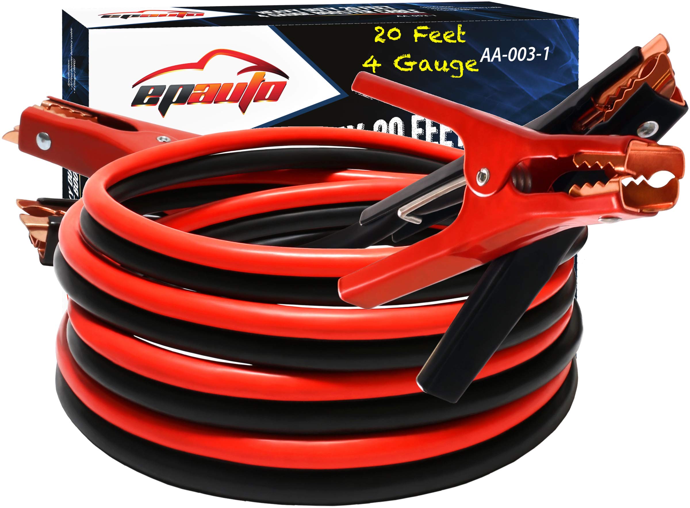 EPAuto 4-gauge jumper cables ready for quick, reliable car boosts.