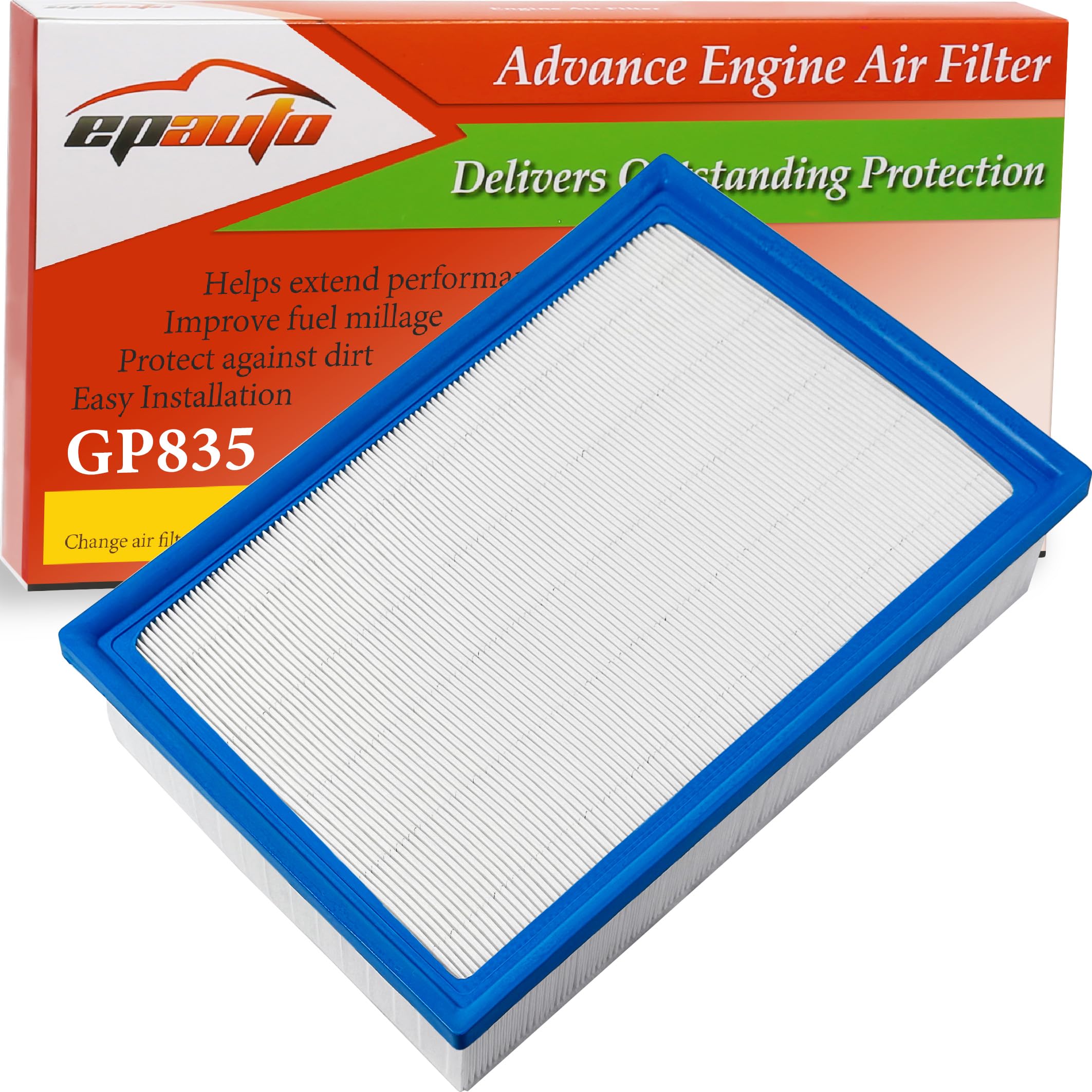 EPAuto GP835 engine air filter with rigid panel design for SUV protection