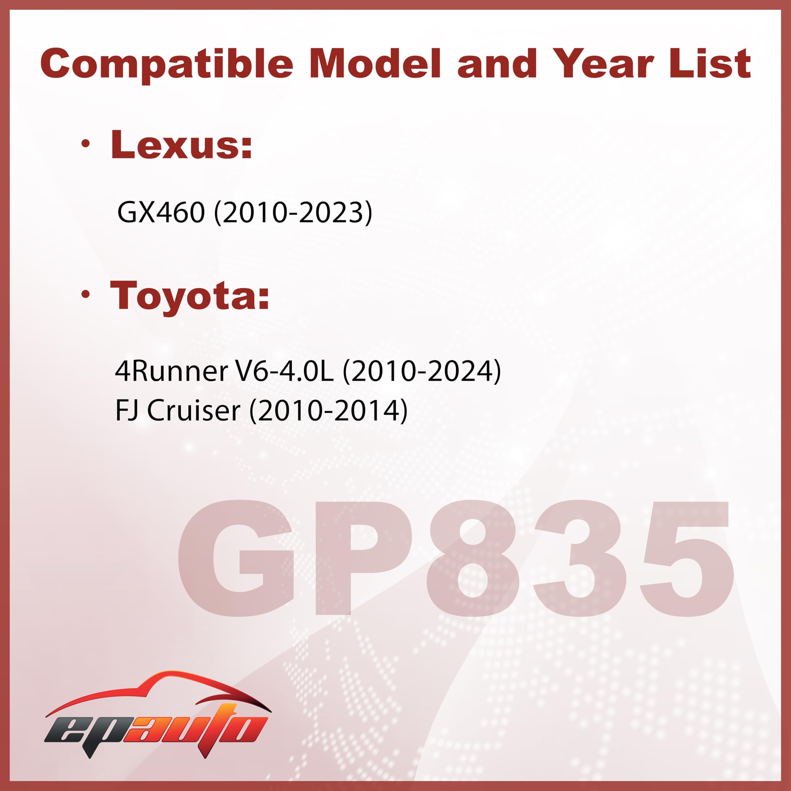 EPAuto GP835 fits Toyota 4Runner V6 4.0L for improved air intake