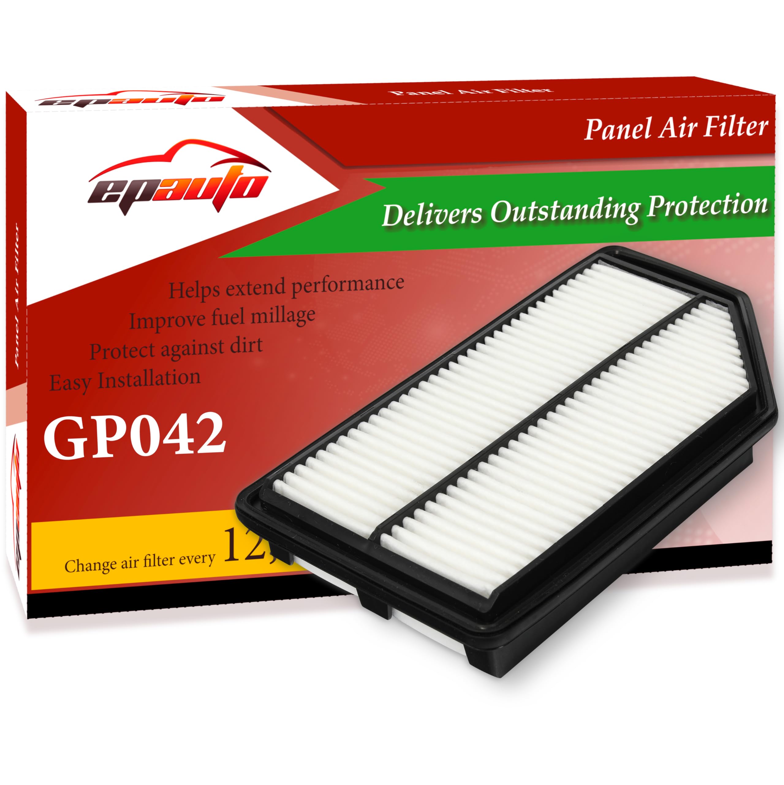 EPAuto GP042 air filter front view for Honda Odyssey improves intake airflow