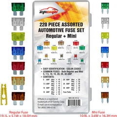 EPAuto mini and standard fuses array for versatile 12V/24V vehicle protection