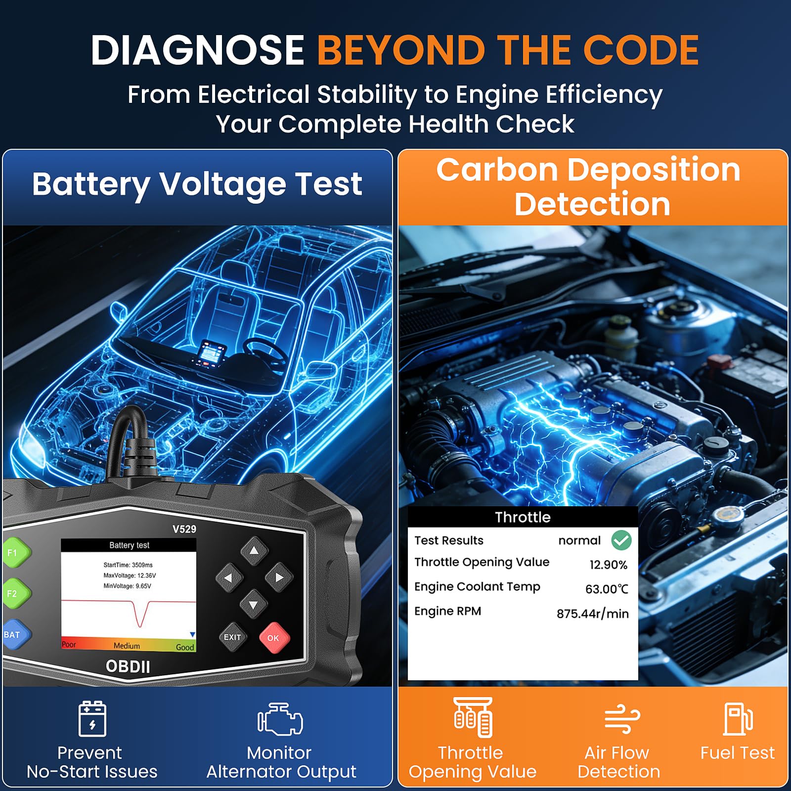 EPLCSE OBD2 scanner diagnostic report auto summarizes VIN and data for records.