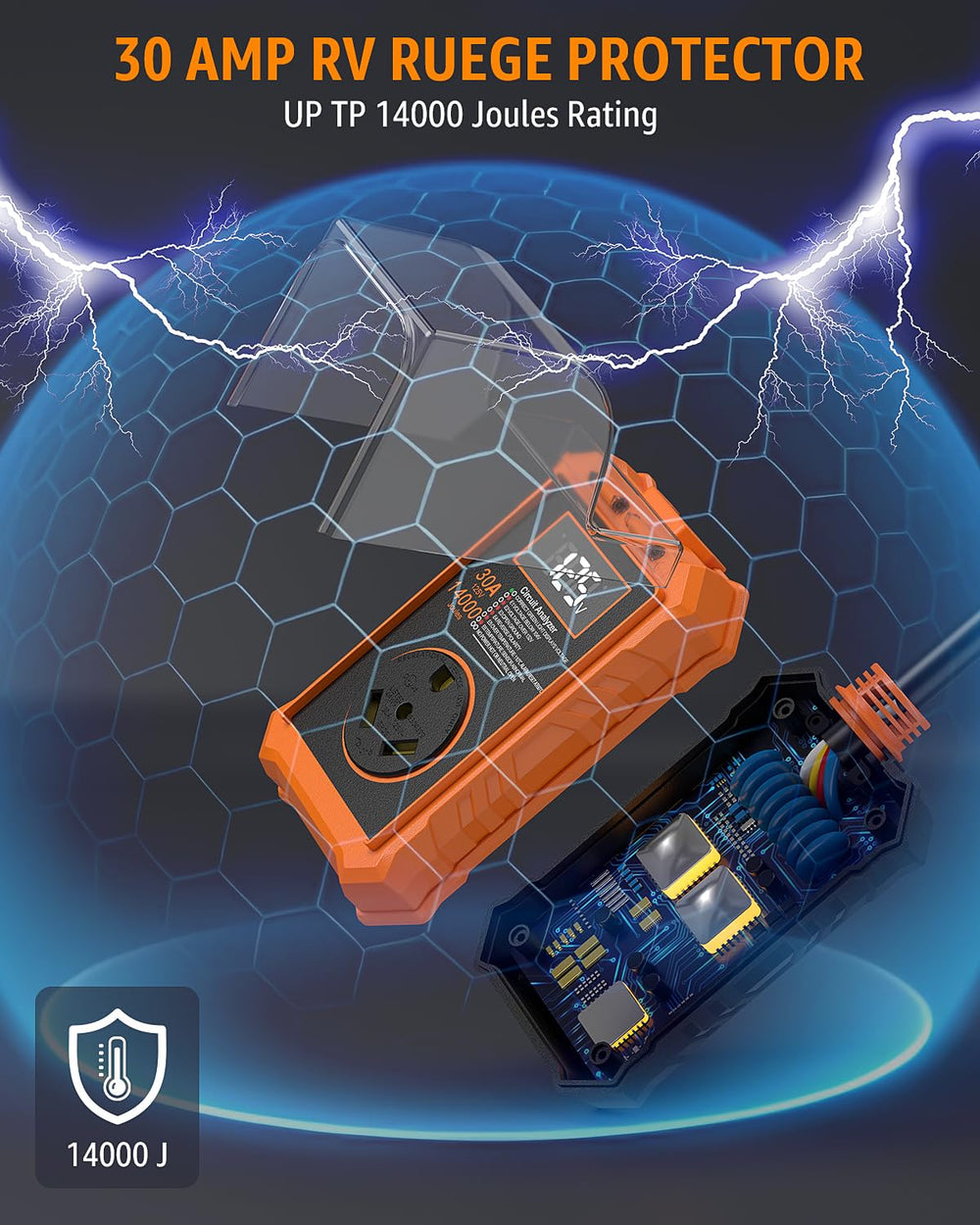 EPLCSE RV surge protector with smart LED display for real-time voltage monitoring