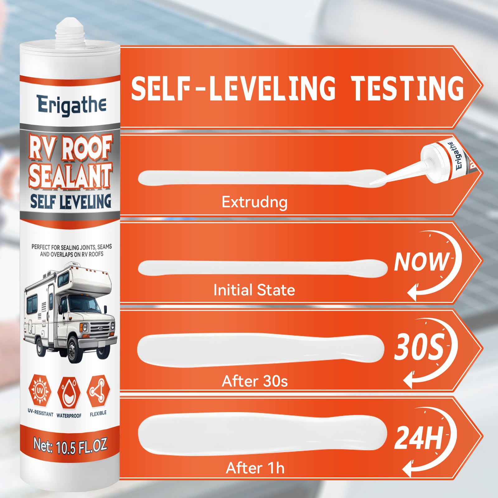 Erigathe RV sealant application nozzle enables precise, mess-free application.