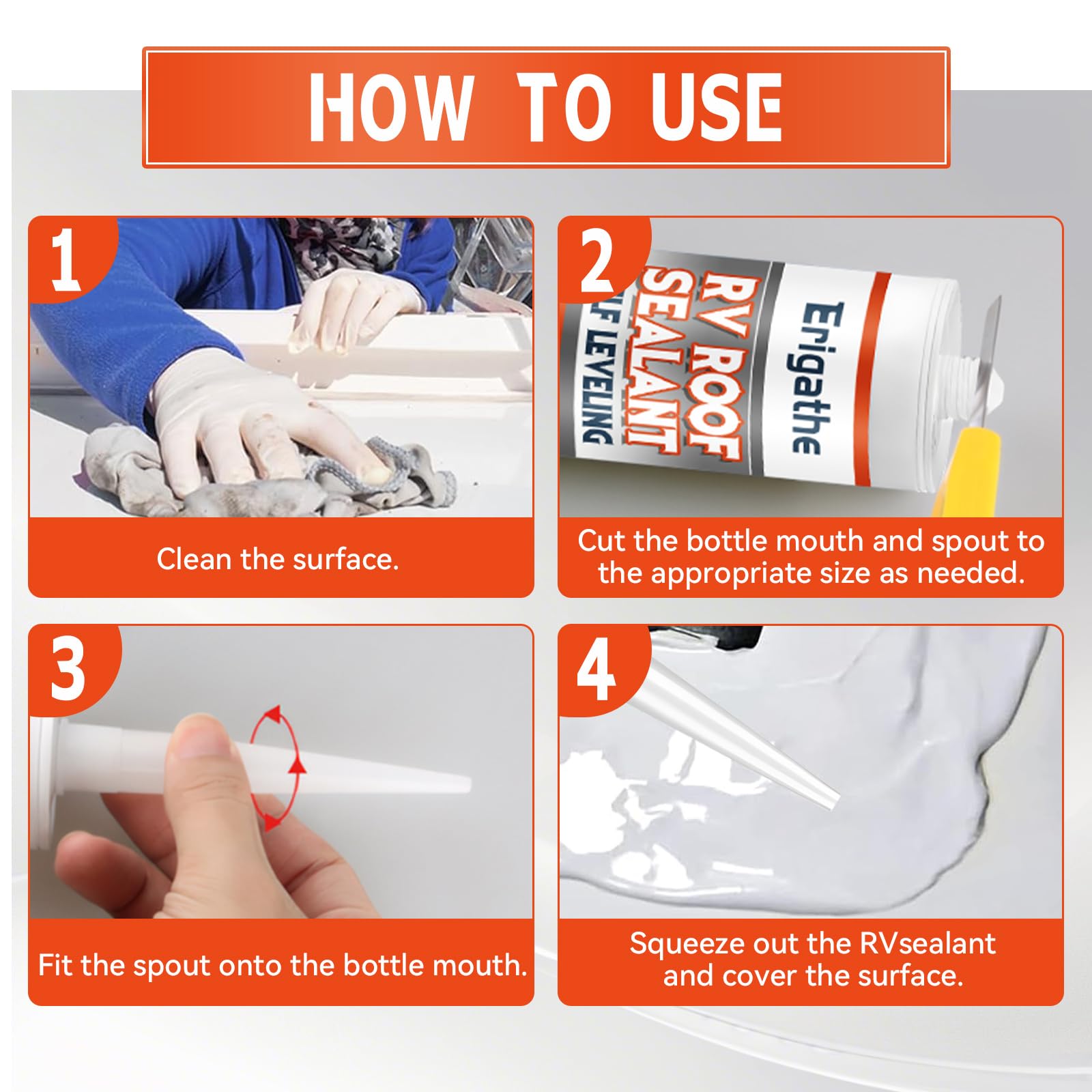 Erigathe white paintable RV caulk blends with any exterior finish.