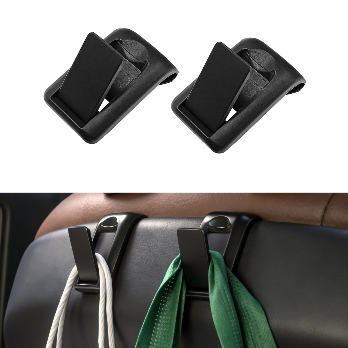 Erivis headrest hooks foldable design fits Volvo XC90 for tidy rear seating