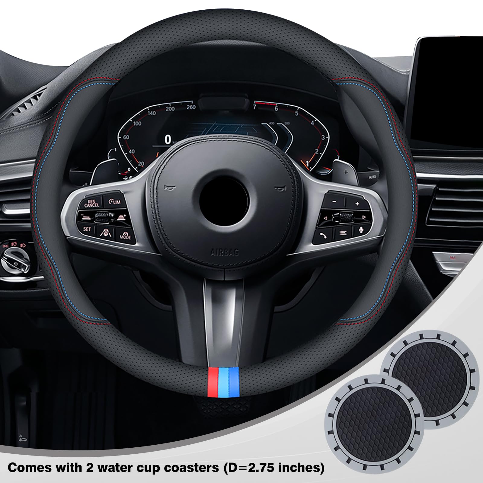 Erivis steering wheel cover showing silicone inner circle for slip resistance