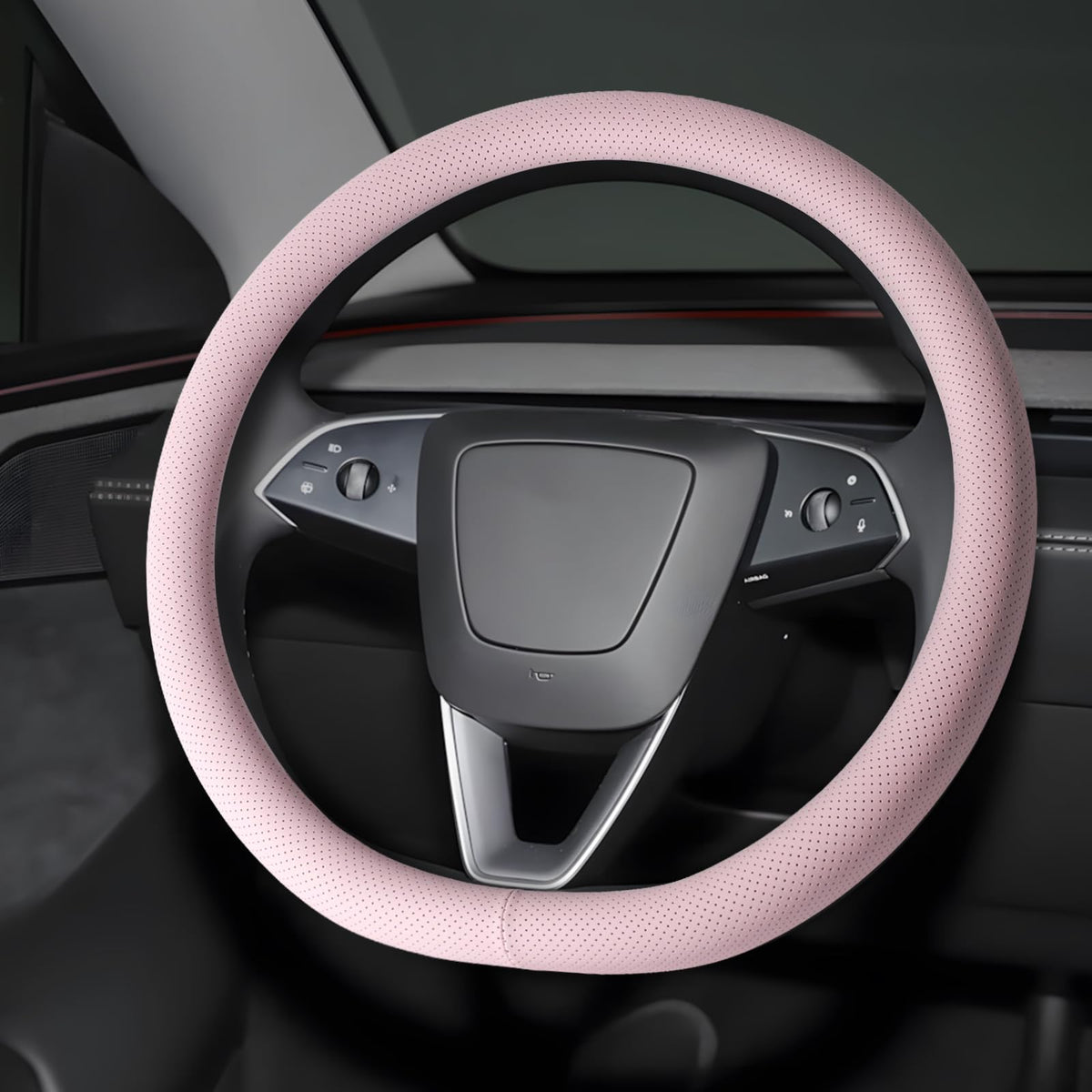 Ernica microfiber leather steering wheel cover with universal fit for secure grip.