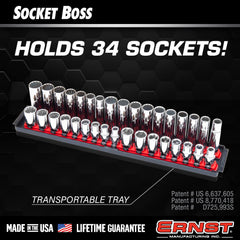 Ernst 8487 drawer tray neatly holds up to 34 sockets and accessories.