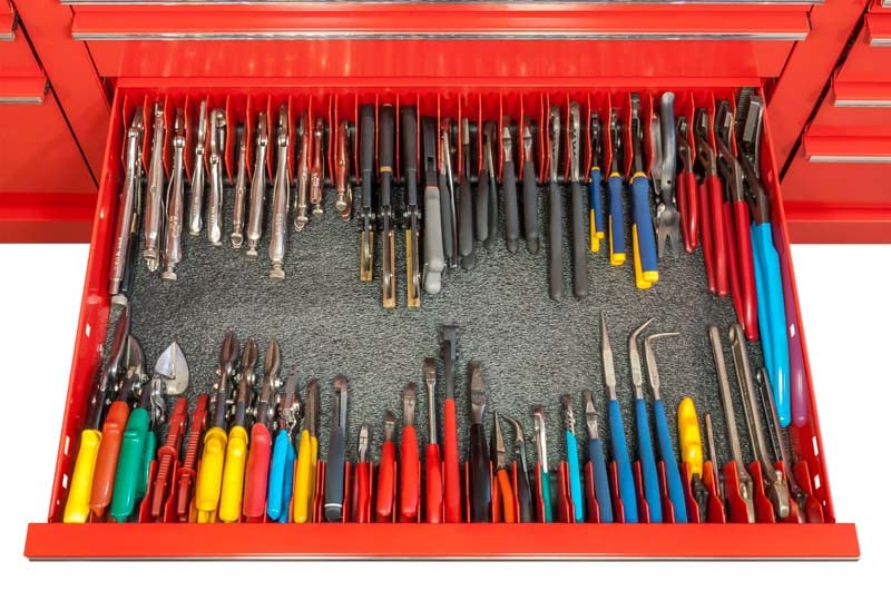 Ernst Manufacturing Plier Pro green rubber base close-up reduces slipping.