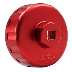 EVRBUL aluminum oil filter wrench close-up focusing on 64.4mm 14-flute compatibility for secure removal.