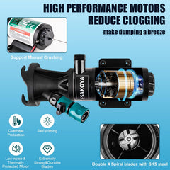 Esakoya macerator pump with suction reach of 3.2 ft for flexible hookup.