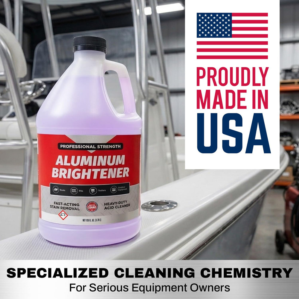 Escentile Concentrated Aluminum Brightener after-clean finish with polished appearance.